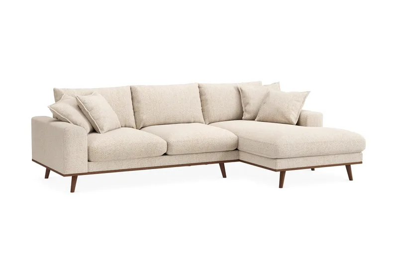 Copenhagen Premium 4-sits Högervänd L-formad Djup Divansoffa i Chenille - Beige - Möbler - Soffa - Divansoffor & schäslongsoffa