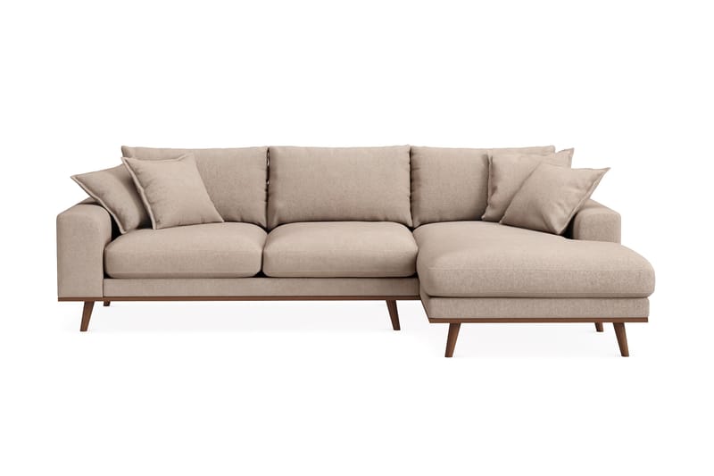 Copenhagen Premium 4-sits Högervänd L-formad Djup Divansoffa i Tyg - Ljusbrun - Möbler - Soffa - Divansoffor & schäslongsoffa