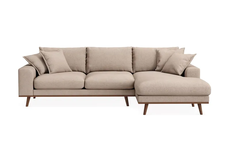 Copenhagen Premium 4-sits Högervänd L-formad Djup Divansoffa i Tyg - Ljusbrun - Möbler - Soffa - Divansoffor & schäslongsoffa