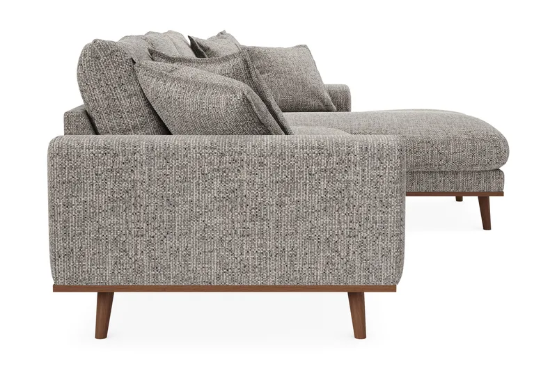 Copenhagen Premium 4-sits Högervänd L-formad Djup Divansoffa i Chenille - Grå - Möbler - Soffa - Divansoffor & schäslongsoffa