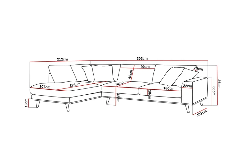 Copenhagen Premium 4-sits Vänstervänd L-formad Djup Schäslongsoffa i Tyg - Ljusbrun - Möbler - Soffa - Divansoffor & schäslongsoffa