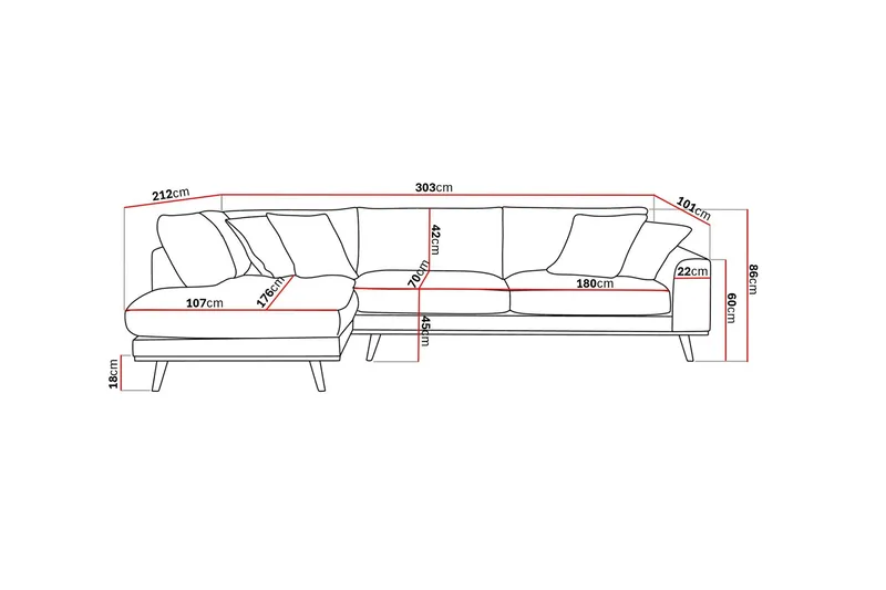Copenhagen Premium 4-sits Vänstervänd L-formad Djup Schäslongsoffa i Tyg - Ljusbrun - Möbler - Soffa - Divansoffor & schäslongsoffa