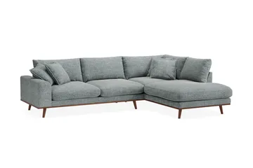 Copenhagen Premium 4-sits Högervänd L-formad Djup Schäslongsoffa i Chenille - Grå/Blå - Möbler - Soffa - Divansoffor & schäslongsoffa