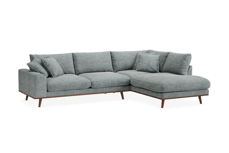 Copenhagen Premium 4-sits Högervänd L-formad Djup Schäslongsoffa i Chenille - Grå/Blå - Möbler - Soffa - Divansoffor & schäslongsoffa