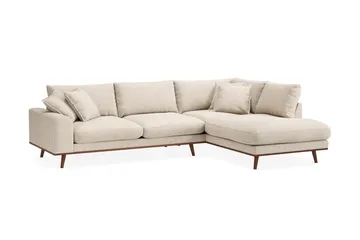 Copenhagen Premium 4-sits Högervänd L-formad Djup Schäslongsoffa i Chenille - Beige - Möbler - Soffa - Divansoffor & schäslongsoffa
