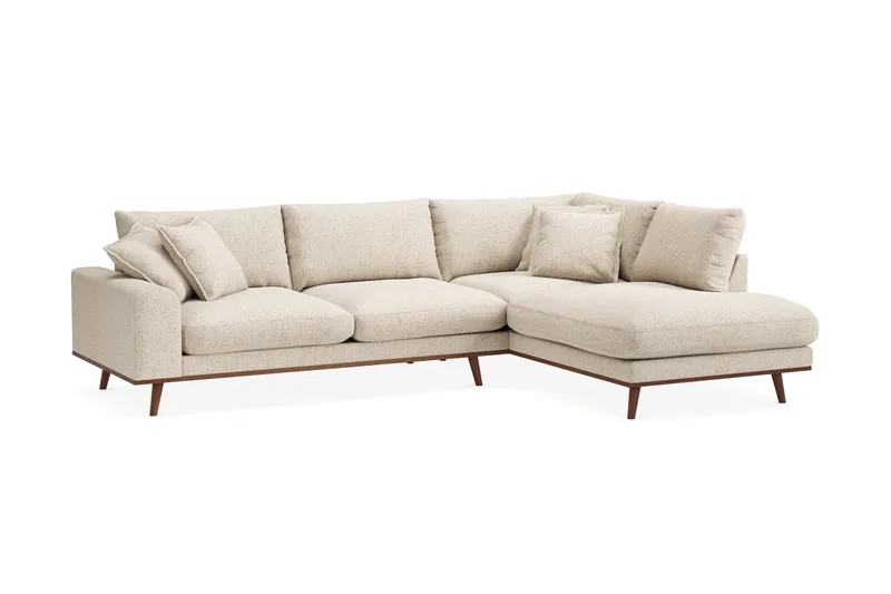 Copenhagen Premium 4-sits Högervänd L-formad Djup Schäslongsoffa i Chenille - Beige - Möbler - Soffa - Divansoffor & schäslongsoffa