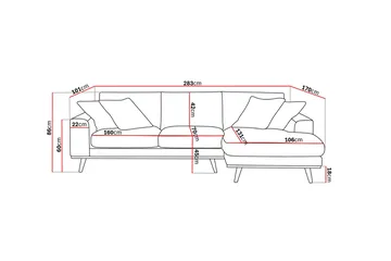 Copenhagen Premium 4-sits Högervänd L-formad Djup Divansoffa i Tyg - Ljusbrun - Möbler - Soffa - Divansoffor & schäslongsoffa