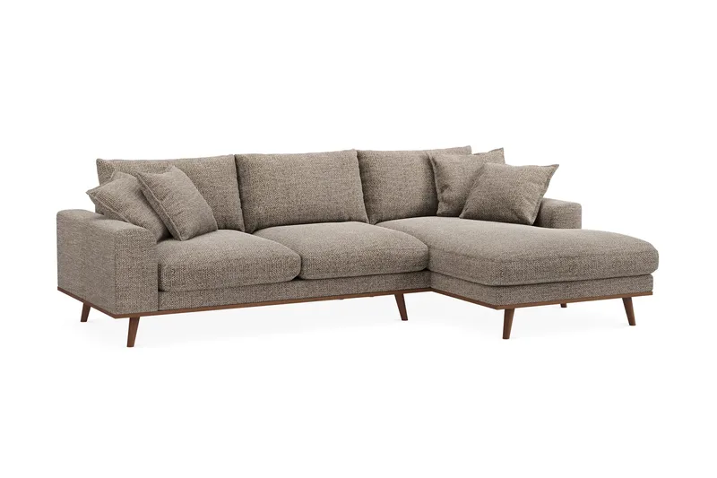 Copenhagen Premium 4-sits Högervänd L-formad Djup Divansoffa i Chenille - Brun - Möbler - Soffa - Divansoffor & schäslongsoffa