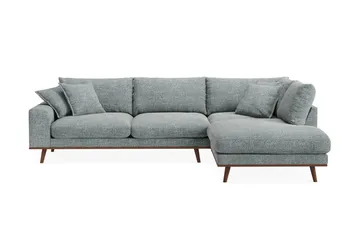 Copenhagen Premium 4-sits Högervänd L-formad Djup Schäslongsoffa i Chenille - Grå/Blå - Möbler - Soffa - Divansoffor & schäslongsoffa