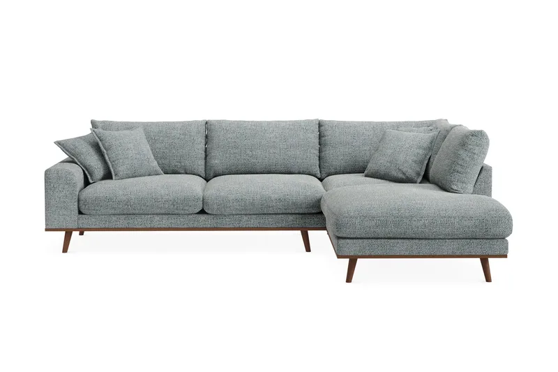 Copenhagen Premium 4-sits Högervänd L-formad Djup Schäslongsoffa i Chenille - Grå/Blå - Möbler - Soffa - Divansoffor & schäslongsoffa