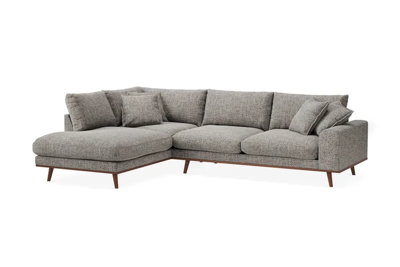 Copenhagen Premium 4-sits Vänstervänd L-formad Djup Schäslongsoffa i Chenille - Grå - Möbler - Soffa - Divansoffor & schäslongsoffa