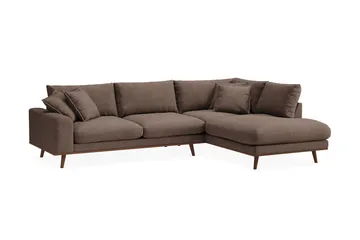 Copenhagen Premium 4-sits Högervänd L-formad Djup Schäslongsoffa i Tyg - Mörkbrun - Möbler - Soffa - Divansoffor & schäslongsoffa