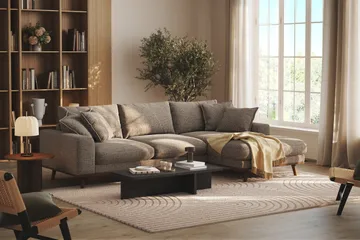 Copenhagen Premium 4-sits Högervänd L-formad Djup Divansoffa i Chenille - Brun - Möbler - Soffa - Divansoffor & schäslongsoffa