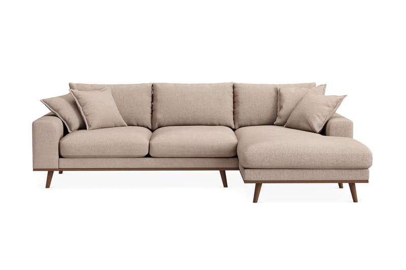 Copenhagen Premium 4-sits Högervänd L-formad Djup Divansoffa i Tyg - Ljusbrun - Möbler - Soffa - Divansoffor & schäslongsoffa