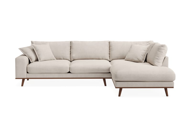 Copenhagen Premium 4-sits Högervänd L-formad Djup Schäslongsoffa i Tyg, Beige