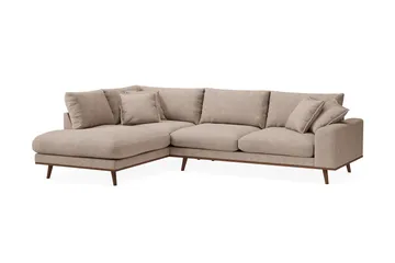 Copenhagen Premium 4-sits Vänstervänd L-formad Djup Schäslongsoffa i Tyg - Ljusbrun - Möbler - Soffa - Divansoffor & schäslongsoffa