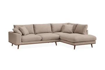 Copenhagen Premium 4-sits Högervänd L-formad Djup Schäslongsoffa i Tyg - Ljusbrun - Möbler - Soffa - Divansoffor & schäslongsoffa