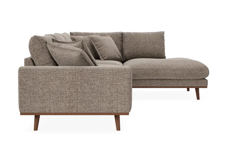 Copenhagen Premium 4-sits Högervänd L-formad Djup Schäslongsoffa i Chenille - Brun - Möbler - Soffa - Divansoffor & schäslongsoffa