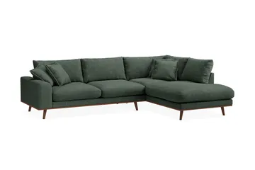 Copenhagen Premium 4-sits Högervänd L-formad Djup Schäslongsoffa i Tyg - Grön - Möbler - Soffa - Divansoffor & schäslongsoffa