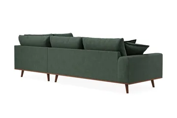 Copenhagen Premium 4-sits Högervänd L-formad Djup Schäslongsoffa i Tyg - Grön - Möbler - Soffa - Divansoffor & schäslongsoffa