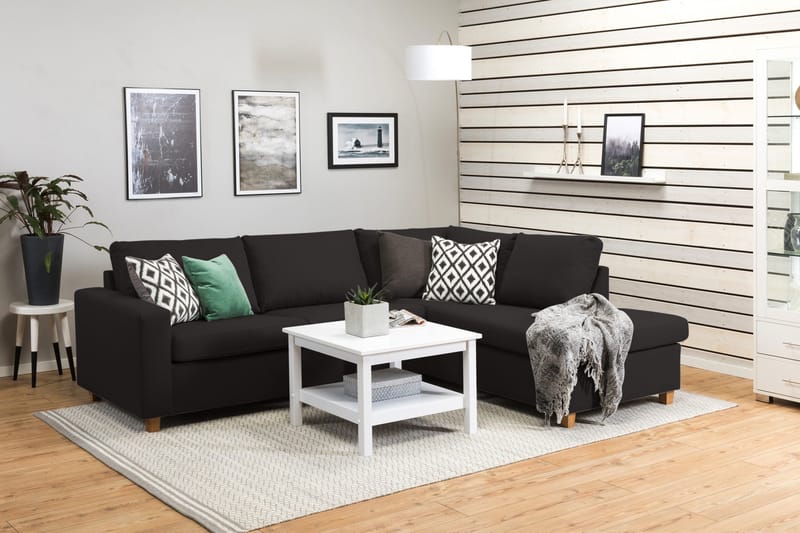 Crazy 3-sits Högervänd L-formad Schäslongsoffa i Tyg - Antracit - Möbler - Soffa - Divansoffor & schäslongsoffa - 3 sits soffa med divan