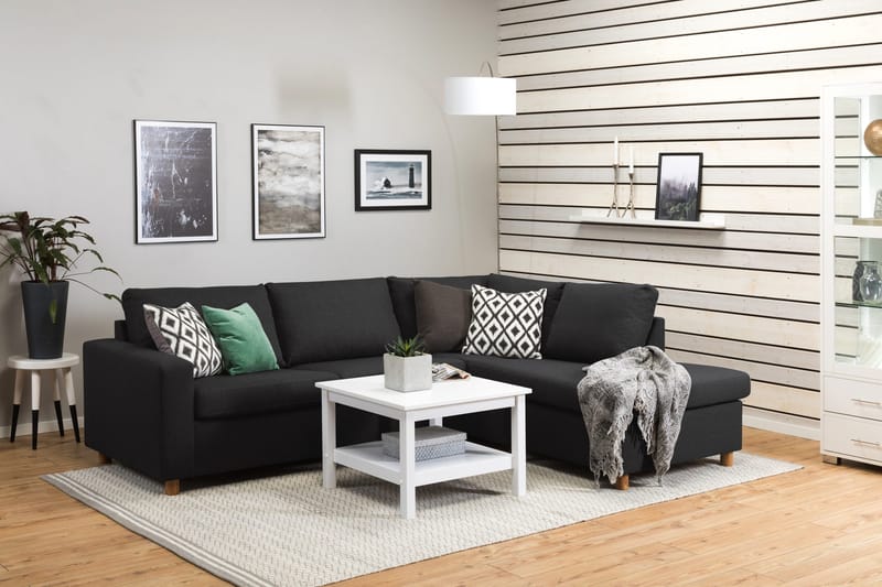 Crazy 3-sits Högervänd L-formad Schäslongsoffa i Tyg - Antracit - Möbler - Soffa - Divansoffor & schäslongsoffa - 3 sits soffa med divan