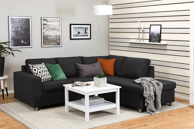 Crazy 3-sits Högervänd L-formad Schäslongsoffa i Tyg - Antracit - Möbler - Soffa - Divansoffor & schäslongsoffa - 2 sits soffa med divan