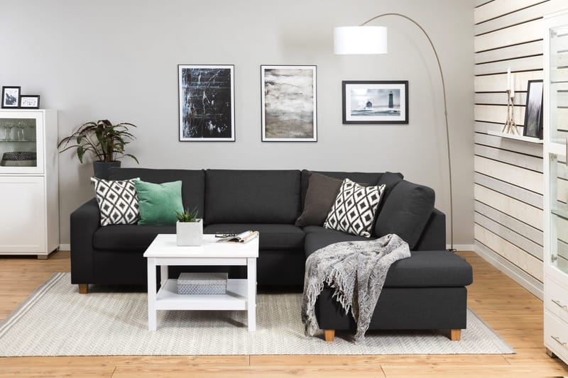 Crazy 3-sits Högervänd L-formad Schäslongsoffa i Tyg - Antracit - Möbler - Soffa - Divansoffor & schäslongsoffa - 3 sits soffa med divan