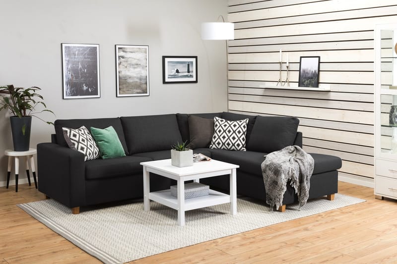 Crazy 3-sits Högervänd L-formad Schäslongsoffa i Tyg - Antracit - Möbler - Soffa - Divansoffor & schäslongsoffa - 3 sits soffa med divan