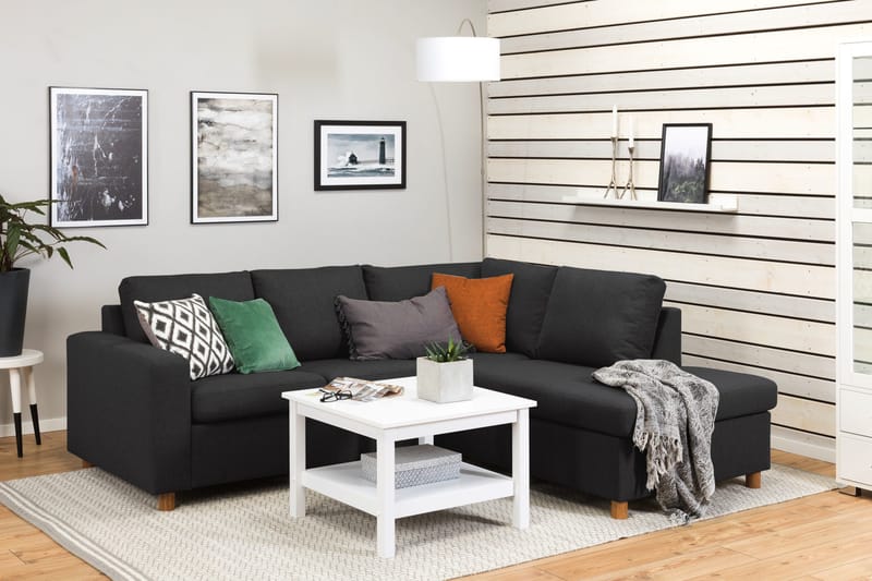 Crazy 3-sits Högervänd L-formad Schäslongsoffa i Tyg - Antracit - Möbler - Soffa - Divansoffor & schäslongsoffa - 2 sits soffa med divan