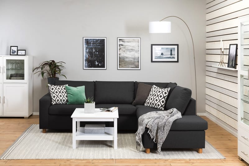 Crazy 3-sits Högervänd L-formad Schäslongsoffa i Tyg - Antracit - Möbler - Soffa - Divansoffor & schäslongsoffa - 3 sits soffa med divan