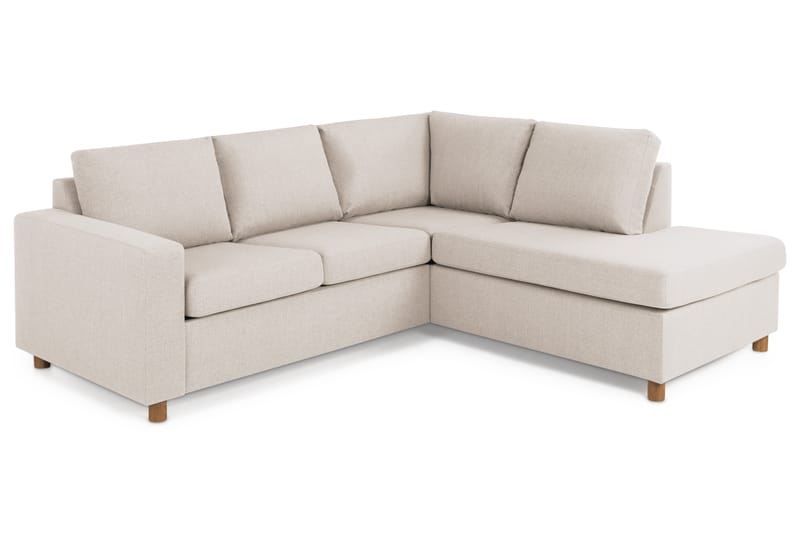 Crazy 3-sits Högervänd L-formad Schäslongsoffa i Tyg - Beige - Möbler - Soffa - Divansoffor & schäslongsoffa