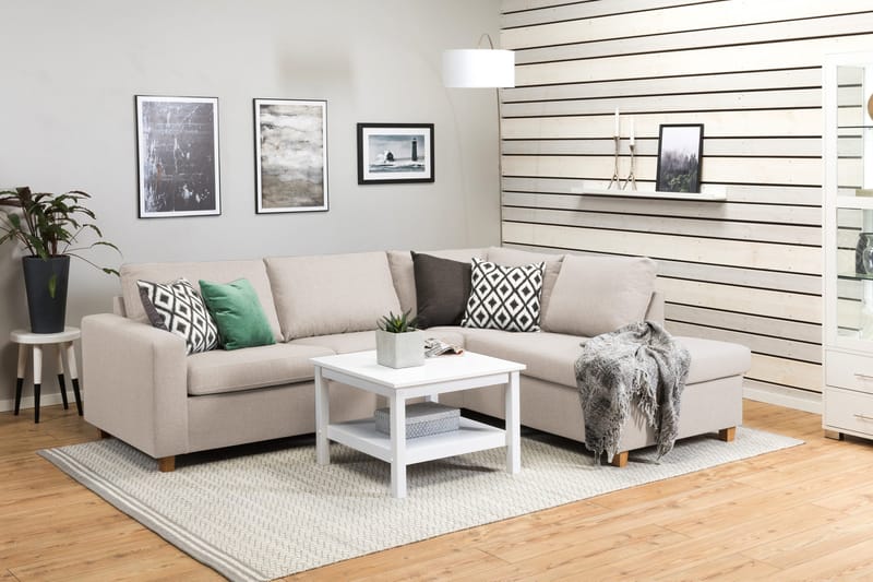 Crazy 3-sits Högervänd L-formad Schäslongsoffa i Tyg - Beige - Möbler - Soffa - Divansoffor & schäslongsoffa - 3 sits soffa med divan