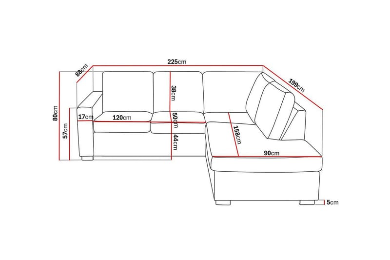 Crazy 3-sits Högervänd L-formad Schäslongsoffa i Tyg - Beige - Möbler - Soffa - Divansoffor & schäslongsoffa - 2 sits soffa med divan