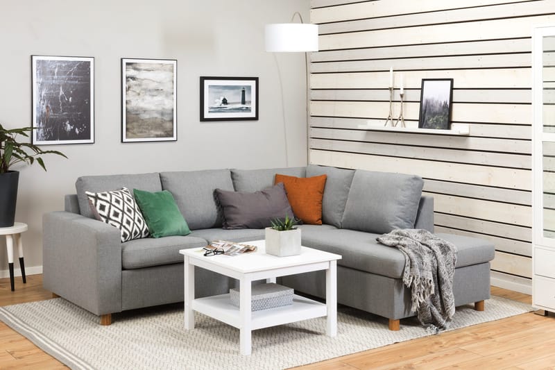 Crazy 3-sits Högervänd L-formad Schäslongsoffa i Tyg - Grå - Möbler - Soffa - Divansoffor & schäslongsoffa - 2 sits soffa med divan