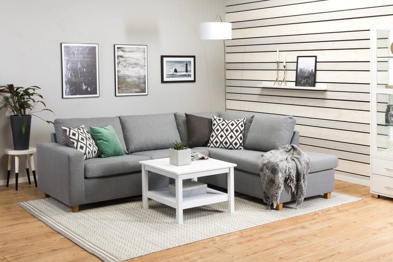 Crazy 3-sits Högervänd L-formad Schäslongsoffa i Tyg - Grå - Möbler - Soffa - Divansoffor & schäslongsoffa - 3 sits soffa med divan