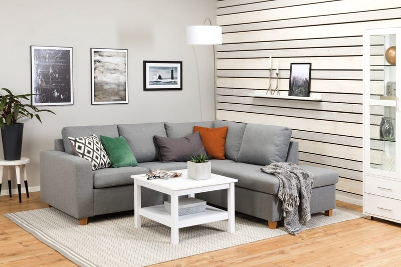 Crazy 3-sits Högervänd L-formad Schäslongsoffa i Tyg - Grå - Möbler - Soffa - Divansoffor & schäslongsoffa - 2 sits soffa med divan