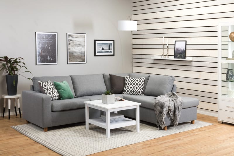 Crazy 3-sits Högervänd L-formad Schäslongsoffa i Tyg - Grå - Möbler - Soffa - Divansoffor & schäslongsoffa - 3 sits soffa med divan