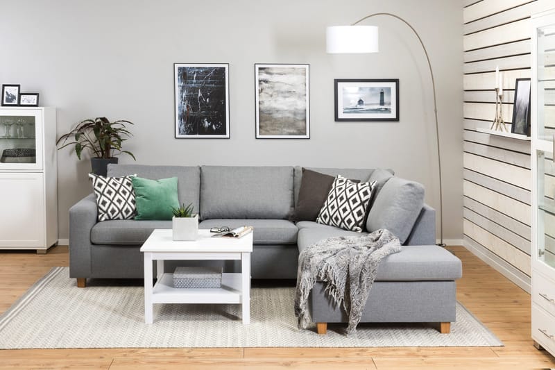 Crazy 3-sits Högervänd L-formad Schäslongsoffa i Tyg - Grå - Möbler - Soffa - Divansoffor & schäslongsoffa - 3 sits soffa med divan