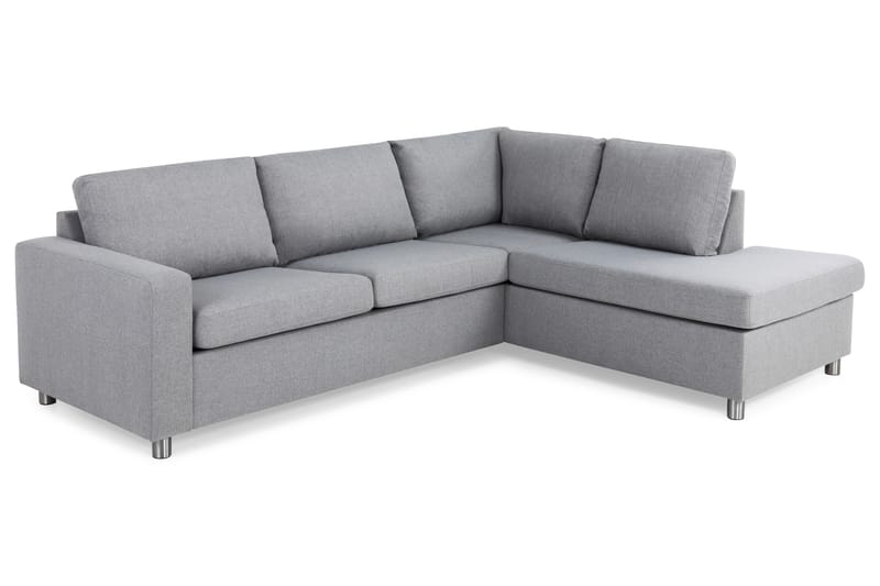 Crazy 3-sits Högervänd L-formad Schäslongsoffa i Tyg - Grå - Möbler - Soffa - Divansoffor & schäslongsoffa