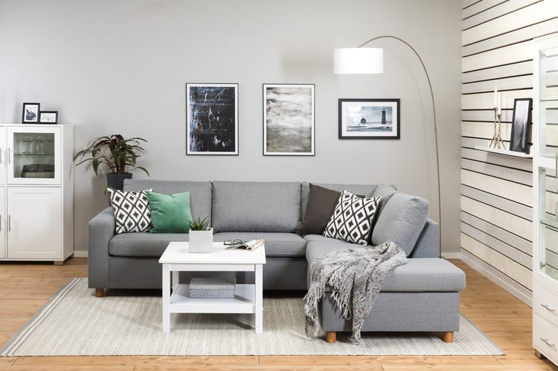 Crazy 3-sits Högervänd L-formad Schäslongsoffa i Tyg - Grå - Möbler - Soffa - Divansoffor & schäslongsoffa - 3 sits soffa med divan