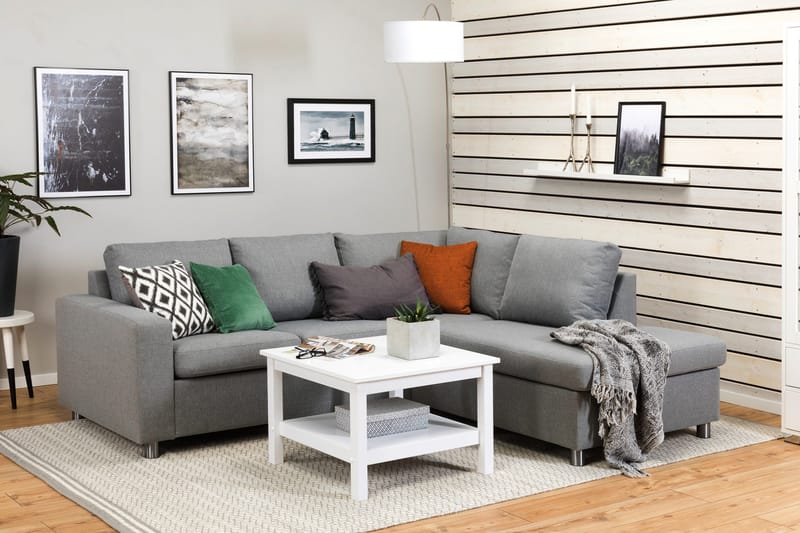 Crazy 3-sits Högervänd L-formad Schäslongsoffa i Tyg - Grå - Möbler - Soffa - Divansoffor & schäslongsoffa - 2 sits soffa med divan