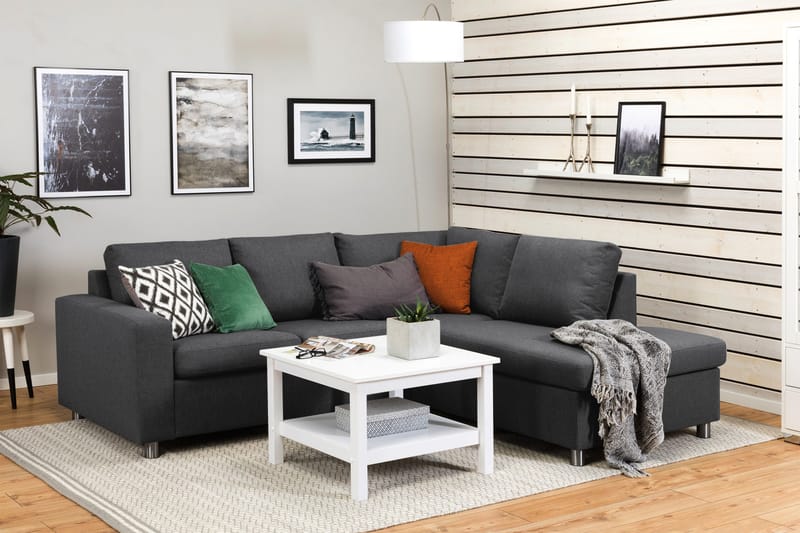 Crazy 3-sits Högervänd L-formad Schäslongsoffa i Tyg - Mörkgrå - Möbler - Soffa - Divansoffor & schäslongsoffa - 2 sits soffa med divan