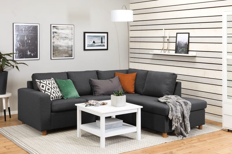 Crazy 3-sits Högervänd L-formad Schäslongsoffa i Tyg - Mörkgrå - Möbler - Soffa - Divansoffor & schäslongsoffa - 2 sits soffa med divan