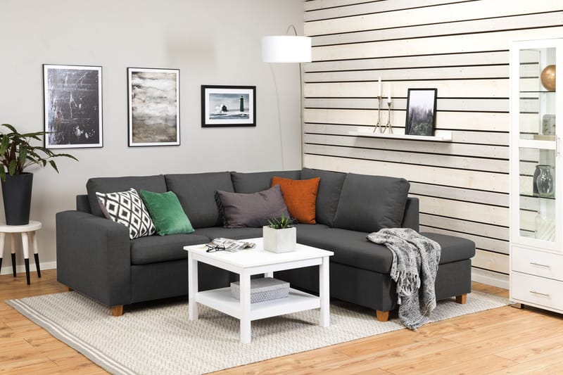 Crazy 3-sits Högervänd L-formad Schäslongsoffa i Tyg - Mörkgrå - Möbler - Soffa - Divansoffor & schäslongsoffa - 2 sits soffa med divan