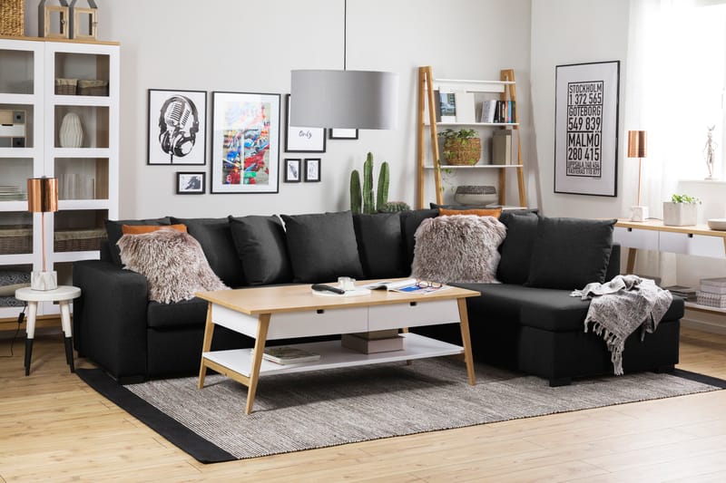 Crazy 3-sits Soffa med Schäslong Höger inkl Kuvertkuddar - Mörkgrå - Möbler - Soffa - Divansoffor & schäslongsoffa