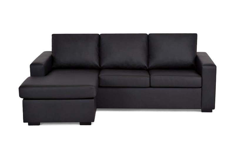 Crazy 3-sits Vändbar L-formad Divansoffa i Konstläder - Svart - Möbler - Soffa - Divansoffor & schäslongsoffa