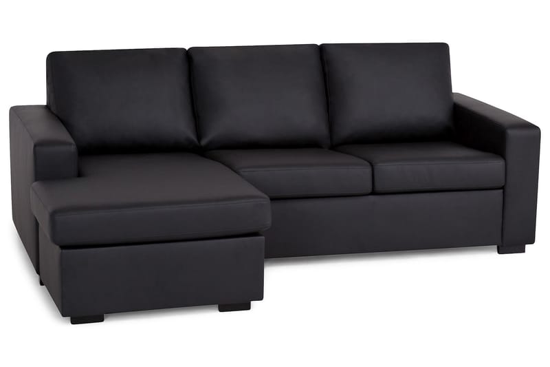 Crazy 3-sits Vändbar L-formad Divansoffa i Konstläder - Svart - Möbler - Soffa - Divansoffor & schäslongsoffa