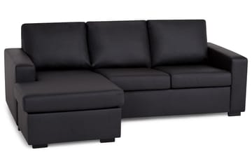 Crazy 3-sits Vändbar L-formad Divansoffa i Konstläder - Svart - Möbler - Soffa - Divansoffor & schäslongsoffa