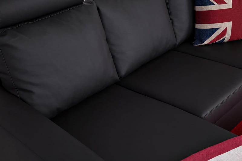 Crazy 3-sits Vändbar L-formad Divansoffa i Konstläder - Svart - Möbler - Soffa - Divansoffor & schäslongsoffa - 3 sits soffa med divan